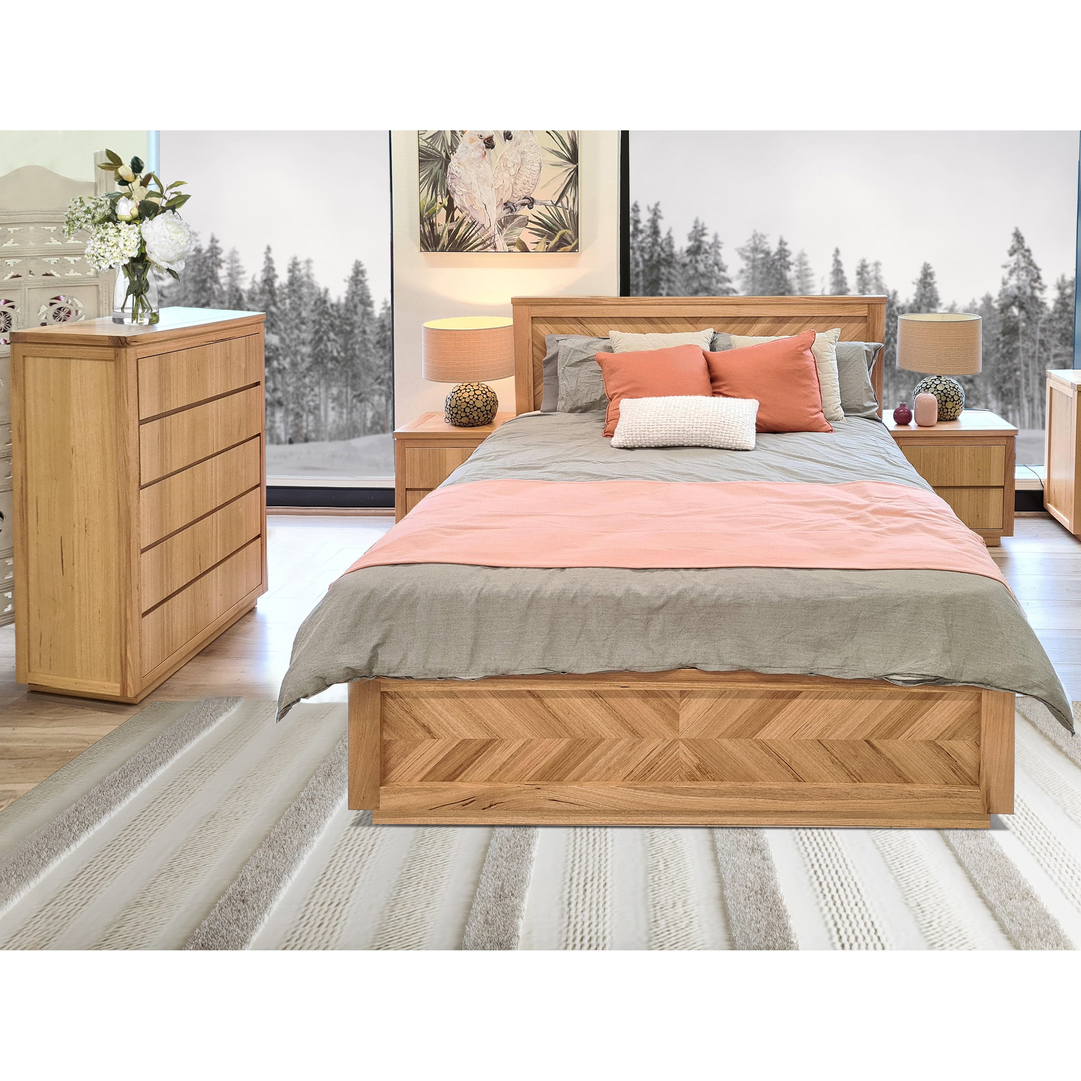 Rosemallow Tallboy 5 Chest of Drawers Solid Messmate Wood Bed Storage Cabinet