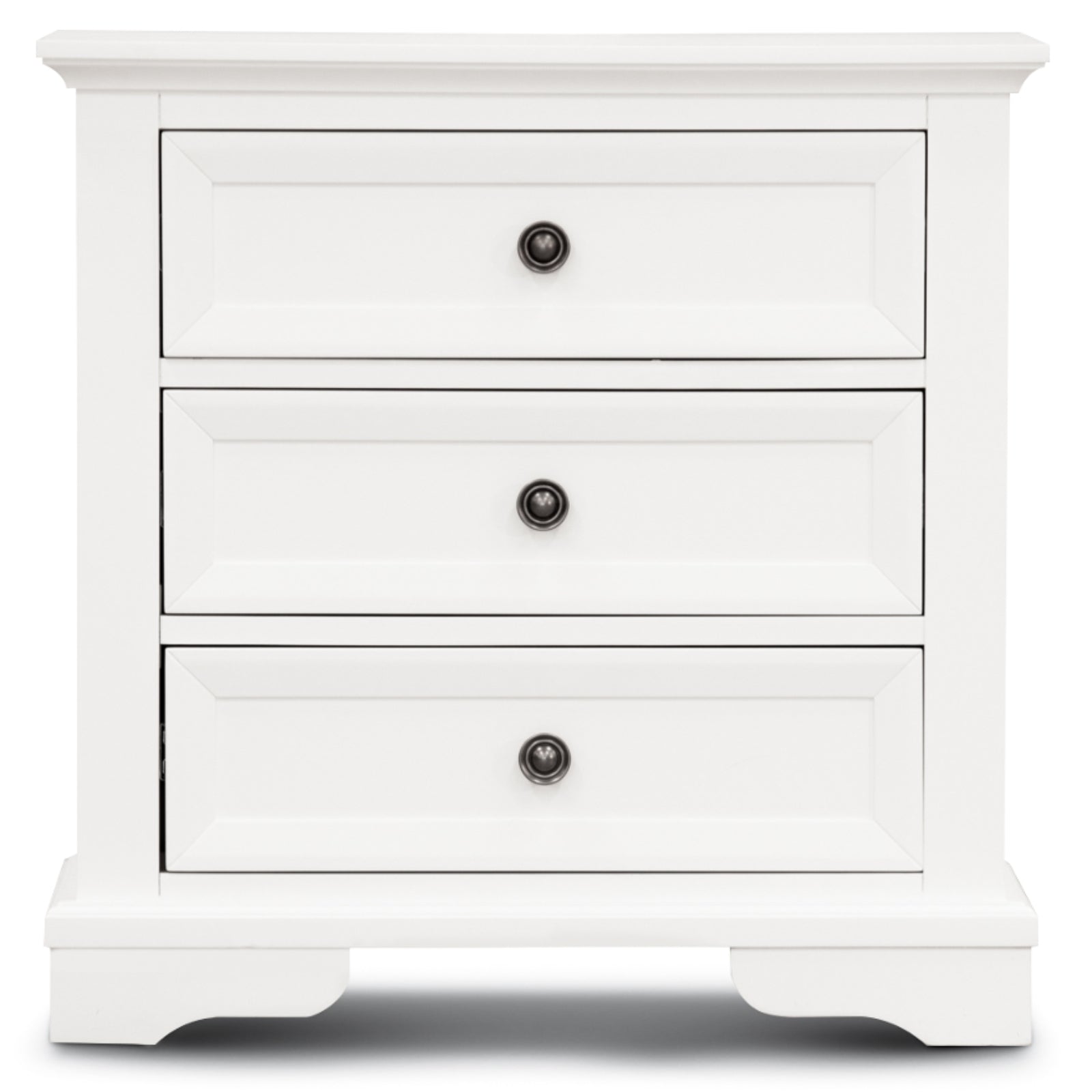 Celosia Bedside Table Set of 2pcs - 3 Drawers Storage Cabinet Nightstand - White