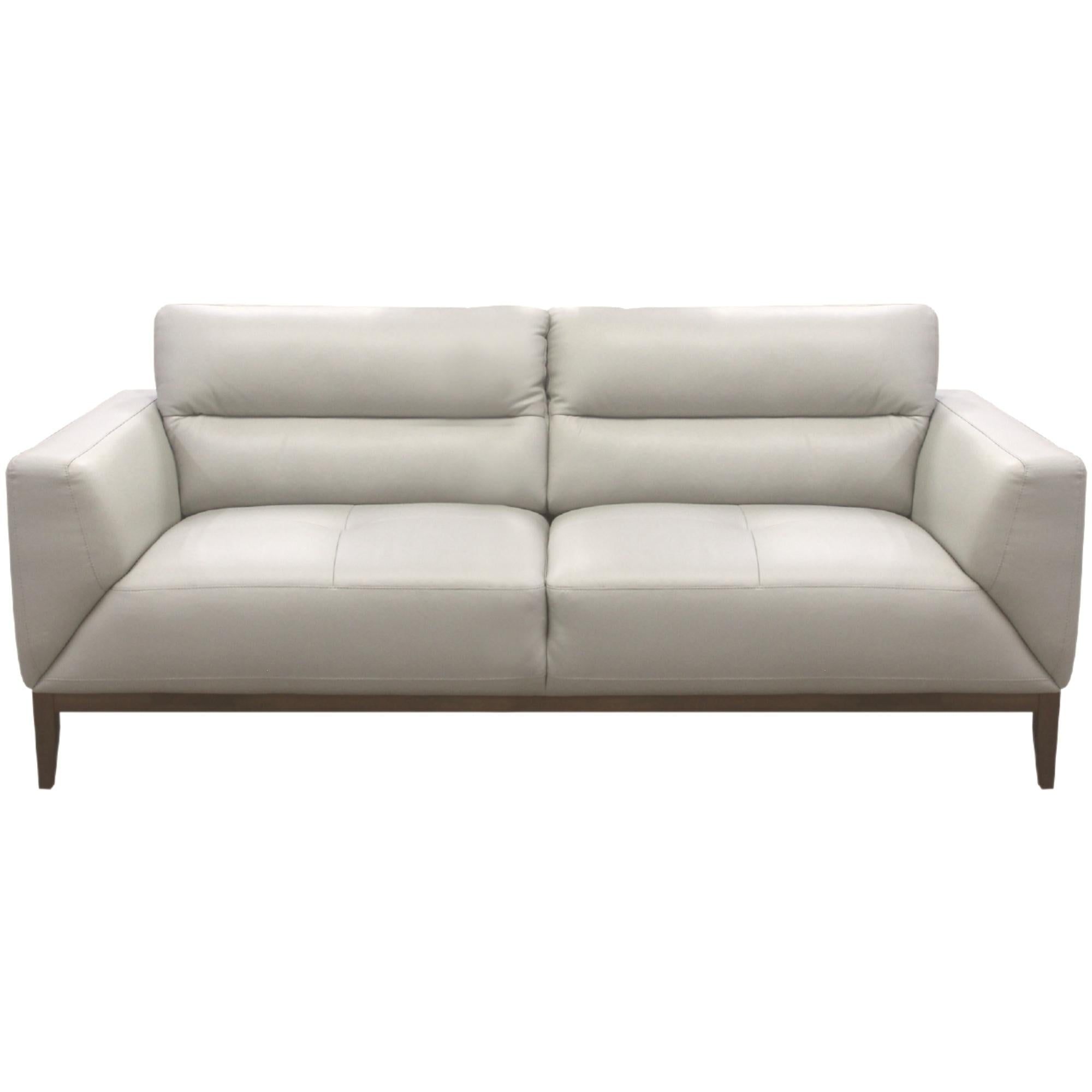 Downy  Genuine Leather Sofa 3 Seater Upholstered Lounge Couch - Silver.