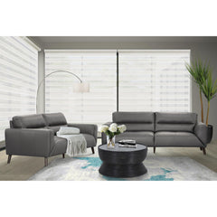 Downy  Genuine Leather Sofa 3 Seater Upholstered Lounge Couch - Gunmetal.