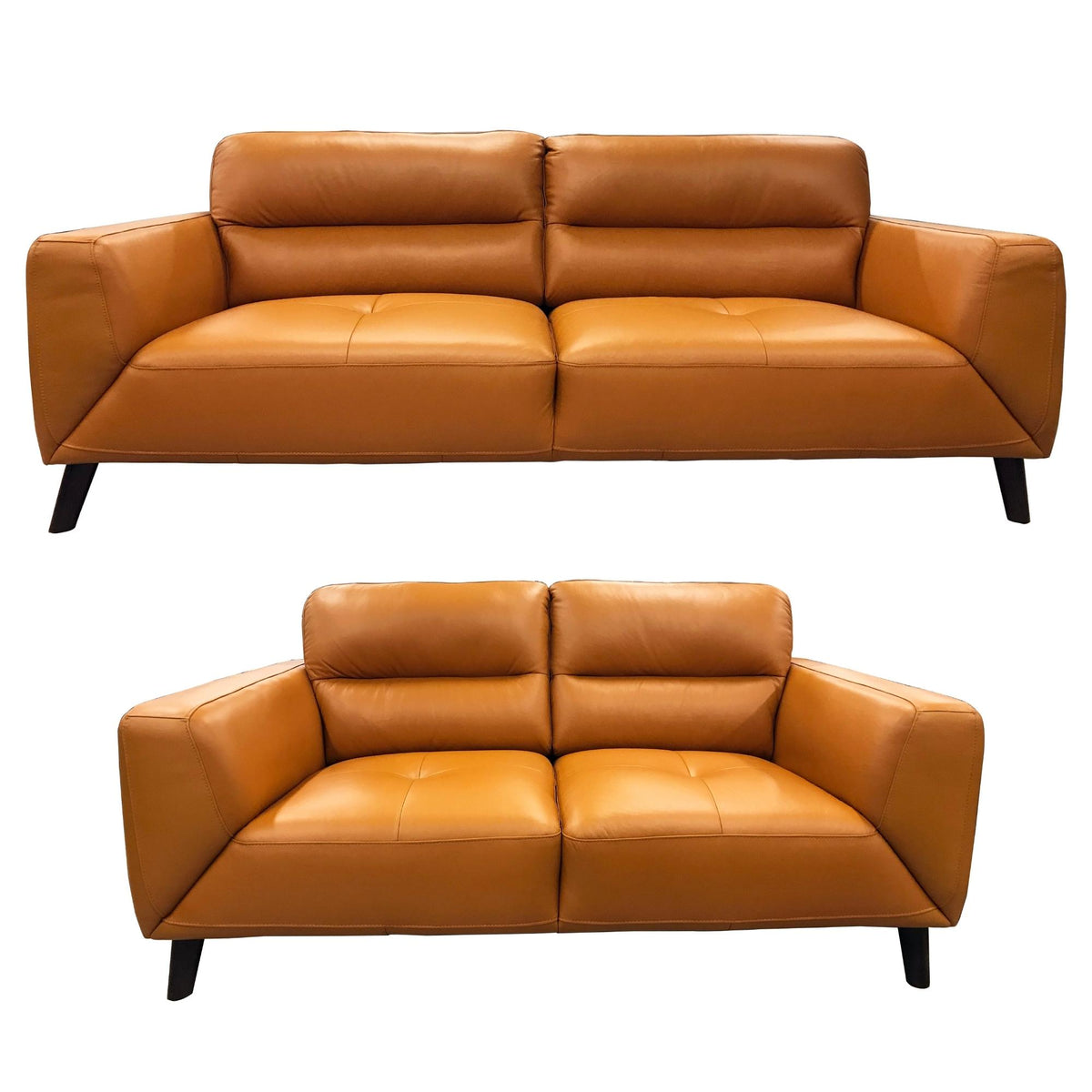 Downy  Genuine Leather Sofa Set 3 + 2 Seater Upholstered Lounge Couch Tangerine.