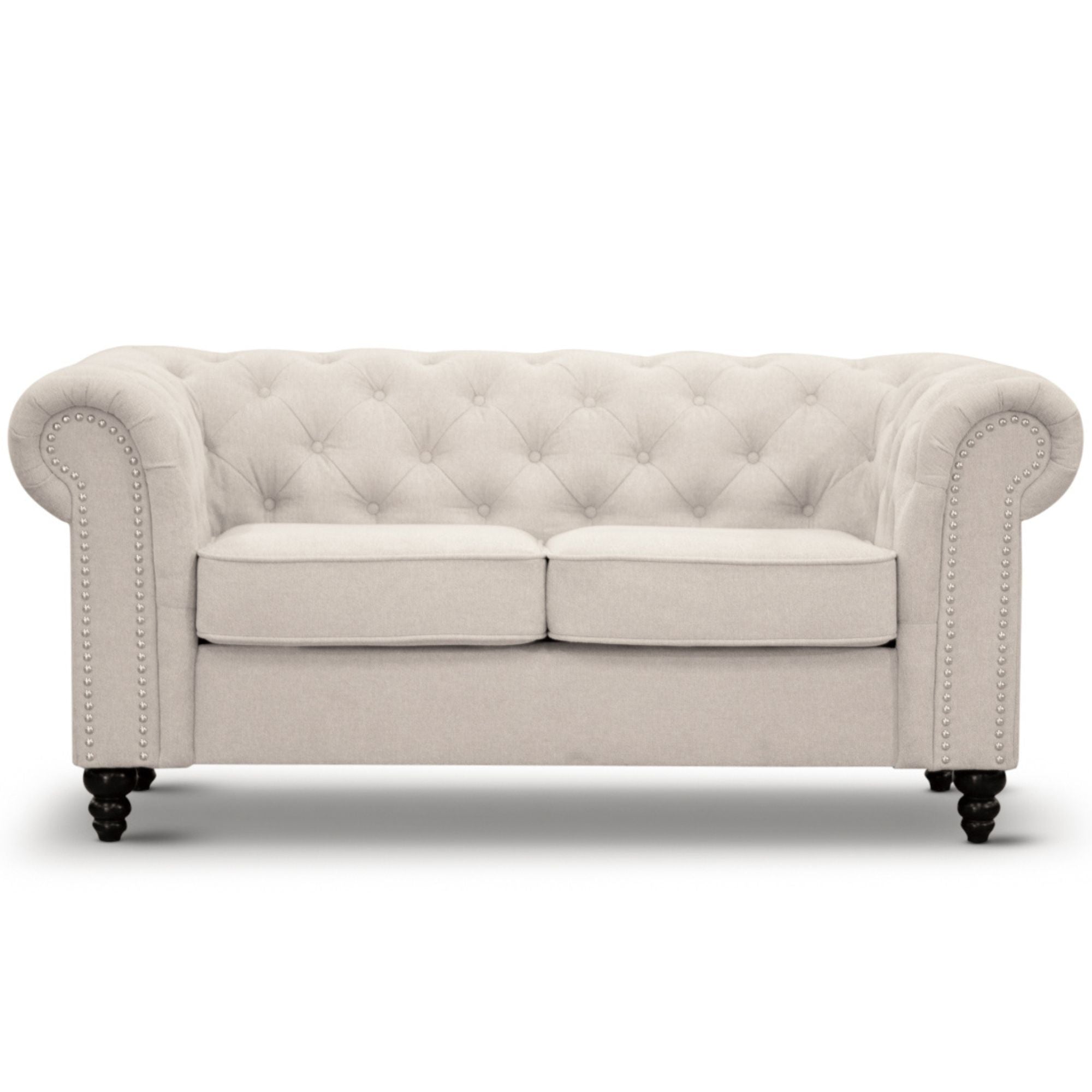 Mellowly 3 + 2 Seater Sofa Fabric Uplholstered Chesterfield Lounge Couch - Beige.