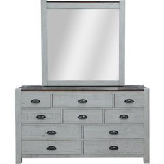 Erica Dresser Mirror Set 10 Chest of Drawers Acacia Timber Cabinet Brown White
