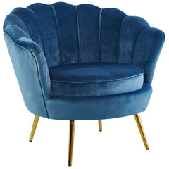 Bloomer Velvet Fabric Accent Sofa Love Chair - Blue.