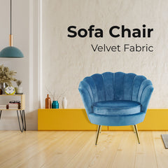 Bloomer Velvet Fabric Accent Sofa Love Chair - Blue.