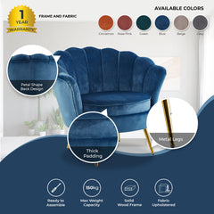 Bloomer Velvet Fabric Accent Sofa Love Chair - Blue.