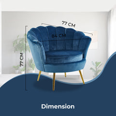 Bloomer Velvet Fabric Accent Sofa Love Chair - Blue.