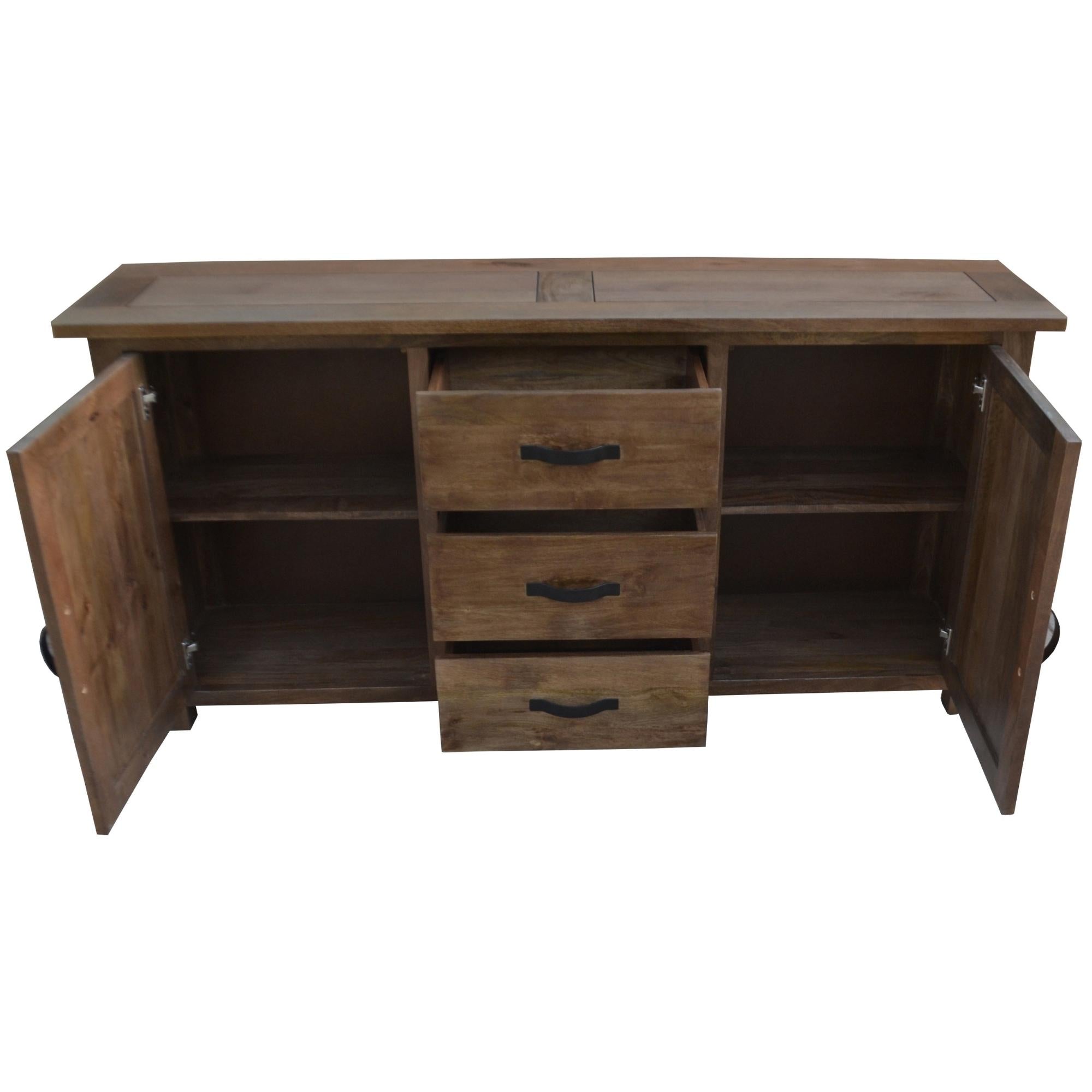 Aksa Buffet Table 175cm 2 Door 3 Drawer Solid Mango Timber Wood