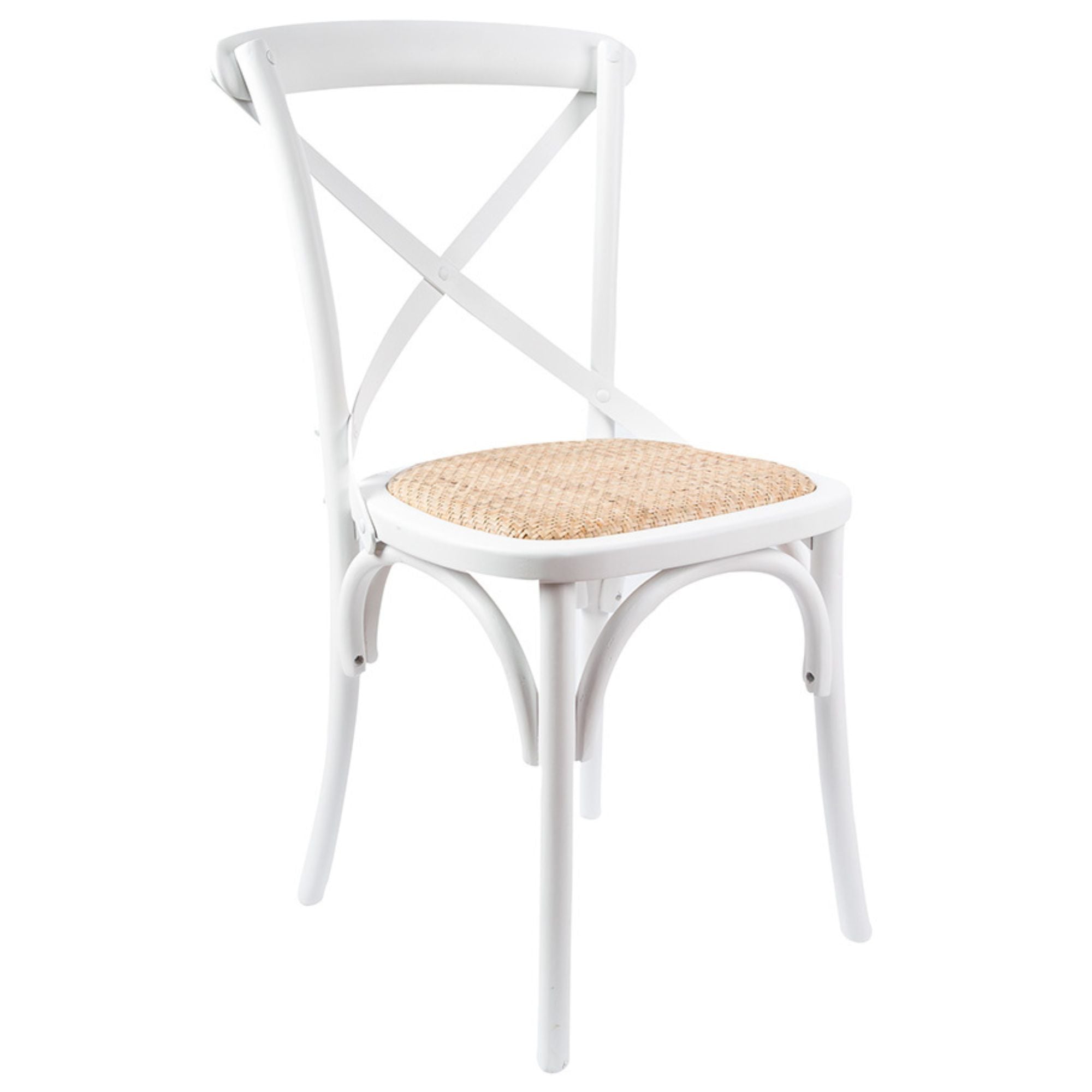 Aster Crossback Dining Chair Set of 2 Solid Birch Timber Wood Ratan Seat - White