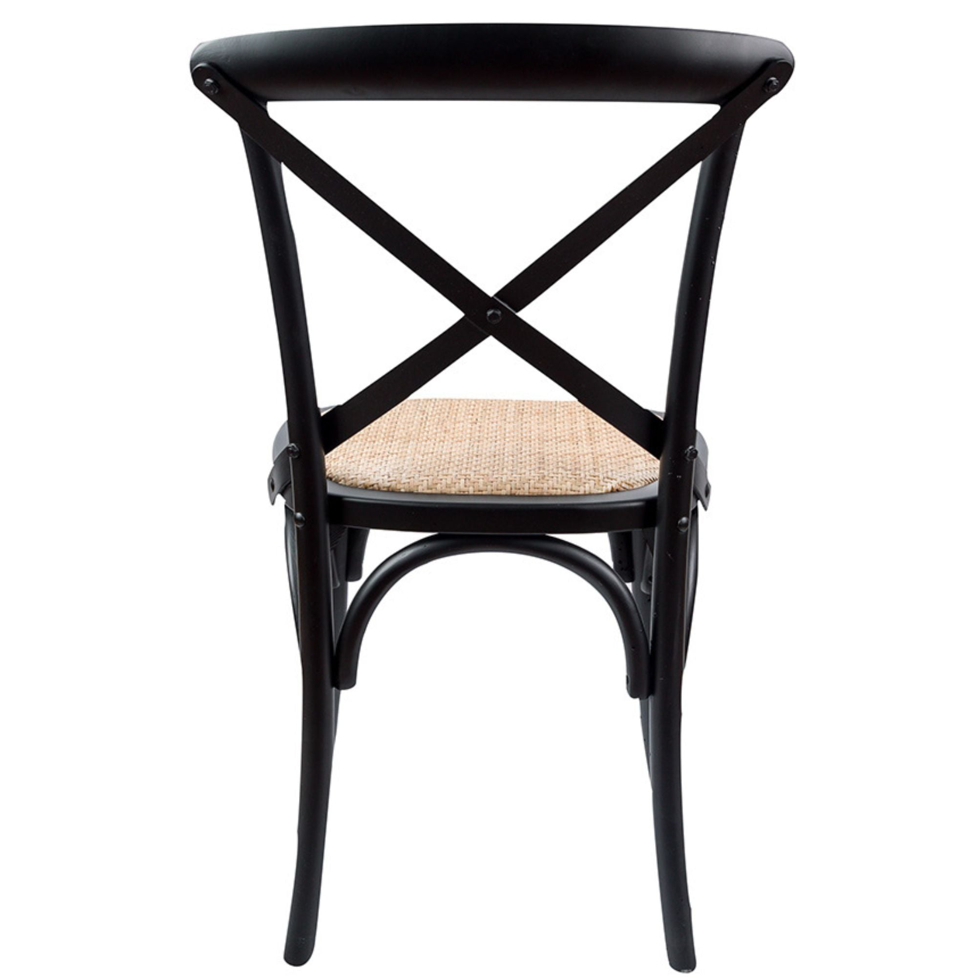 Aster Crossback Dining Chair Set of 4 Solid Birch Timber Wood Ratan Seat - Black