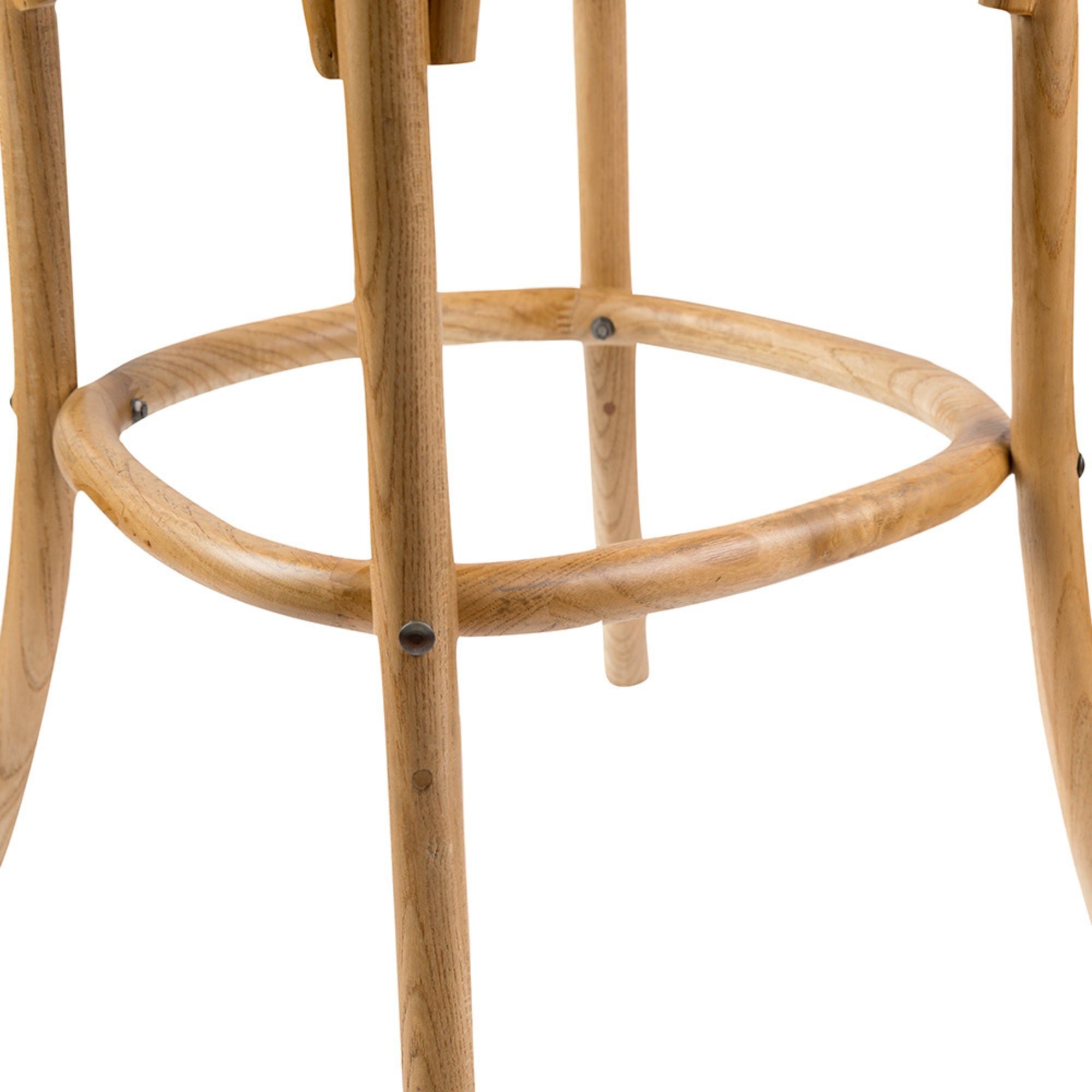 Aster 2pc Crossback Bar Stools Dining Chair Solid Birch Timber Rattan Seat - Oak