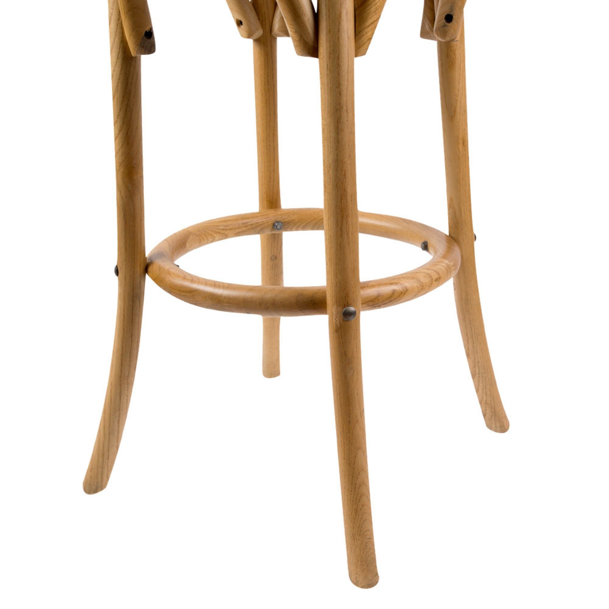 Aster Round Bar Stools Dining Stool Chair Solid Birch Timber Rattan Seat - Oak