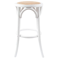 Aster 3pc Round Bar Stools Dining Stool Chair Solid Birch Wood Rattan Seat White