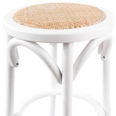 Aster 4pc Round Bar Stools Dining Stool Chair Solid Birch Wood Rattan Seat White