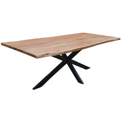 Lantana 7pc 210cm Dining Table 6 Black X-Back Chair Set Live Edge Acacia Wood