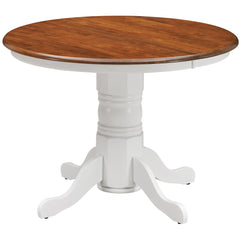Lupin Round Dining Table 106cm Pedestral Stand Solid Rubber Wood - White Oak