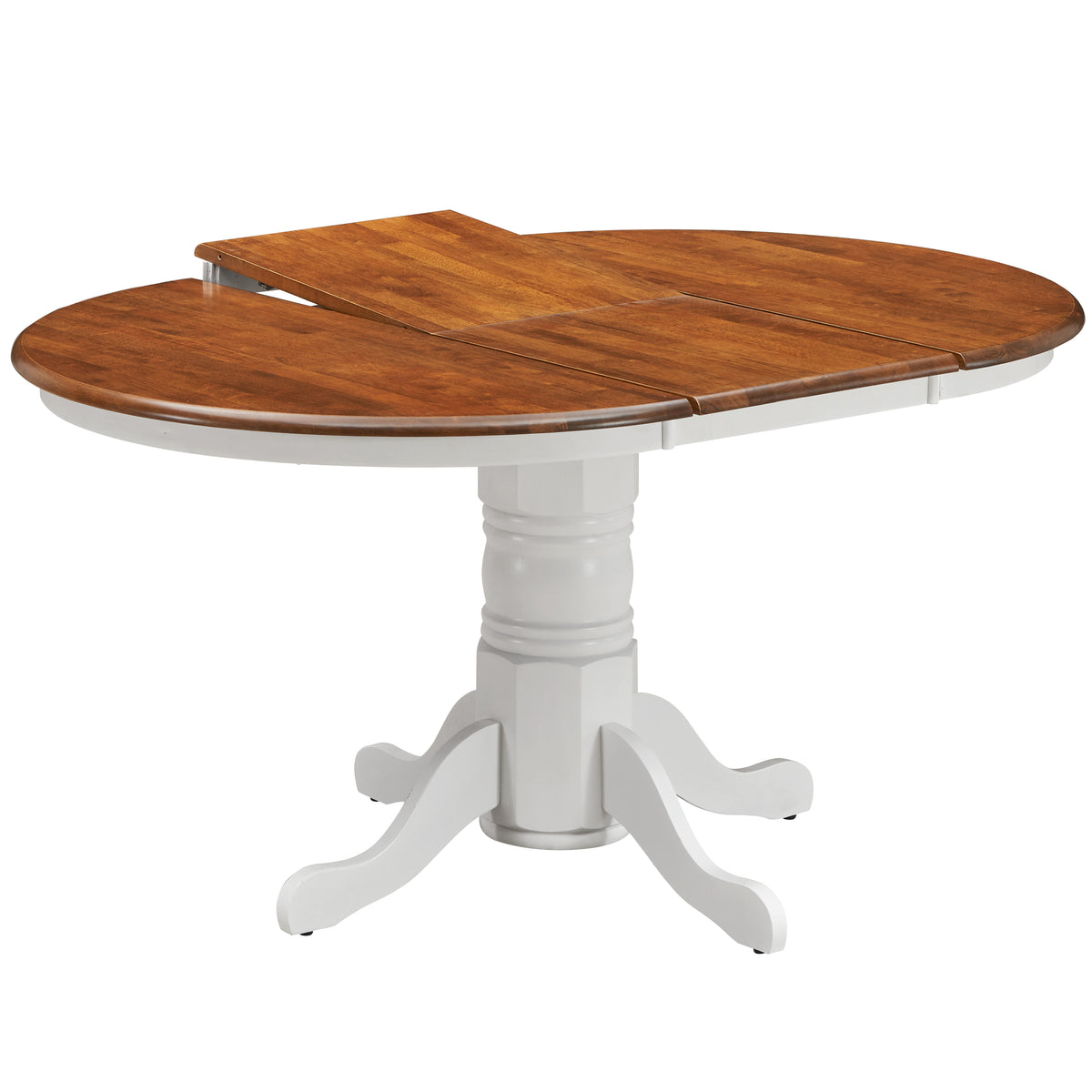 Lupin Extendable Dining Table 150cm Pedestral Stand Solid Rubber Wood -White Oak