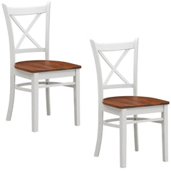 Lupin Dining Chair Set of 2 Crossback Solid Rubber Wood Furniture - White Oak