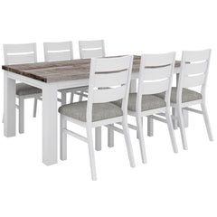 Plumeria Dining Chair Set of 2 Solid Acacia Wood Dining Furniture - White Brush