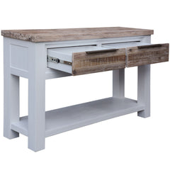 Plumeria Console Hallway Entry Table 130cm Solid Acacia Timber Wood -White Brush