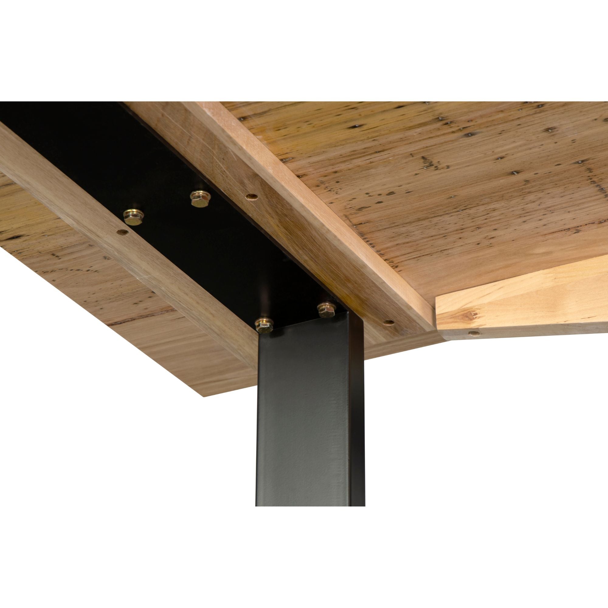 Aconite Dining Table 180cm Solid Messmate Timber Wood Black Metal Leg - Natural