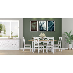Beechworth 7pc Dining Set 200cm Table 6 Chair Pine Wood Hampton Furniture - Grey