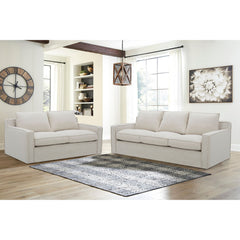 Plushy 2 Seater Sofa Fabric Uplholstered Lounge Couch - Stone.