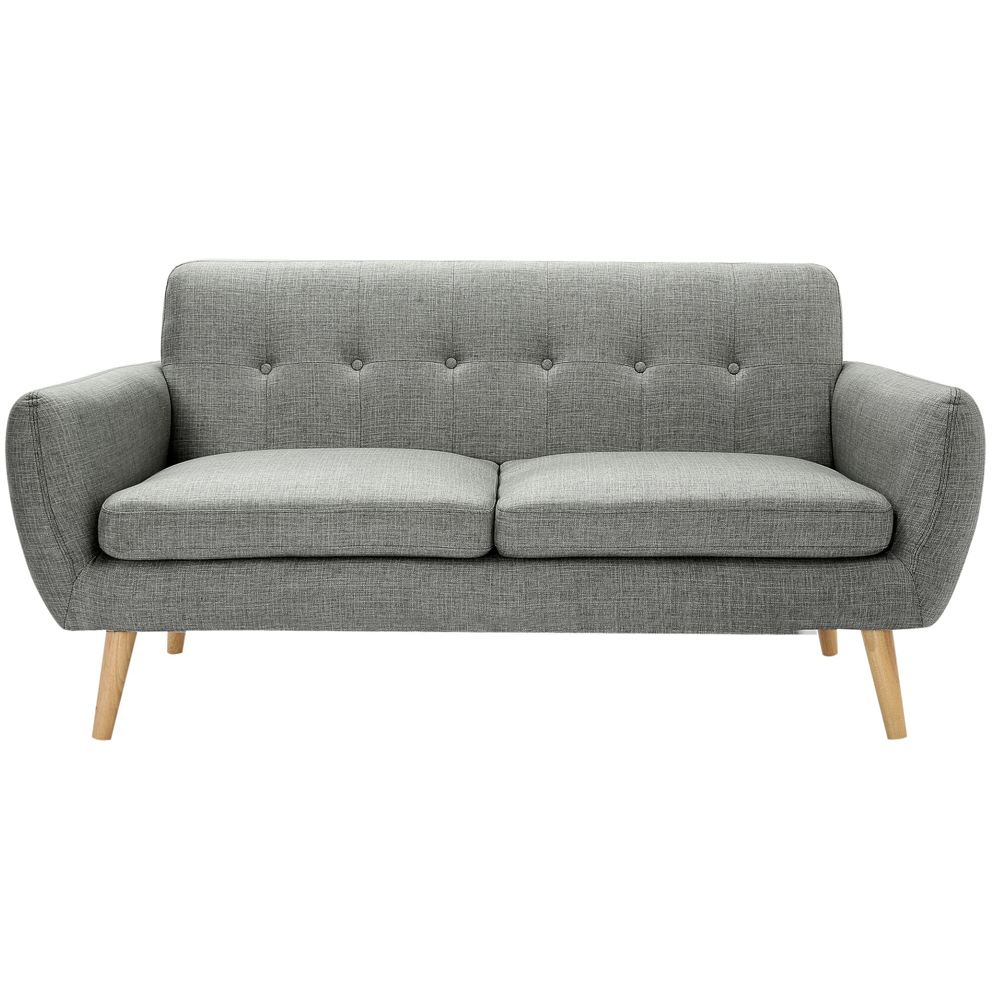 Dane 3 Seater Fabric Upholstered Sofa Lounge Couch - Mid Grey.