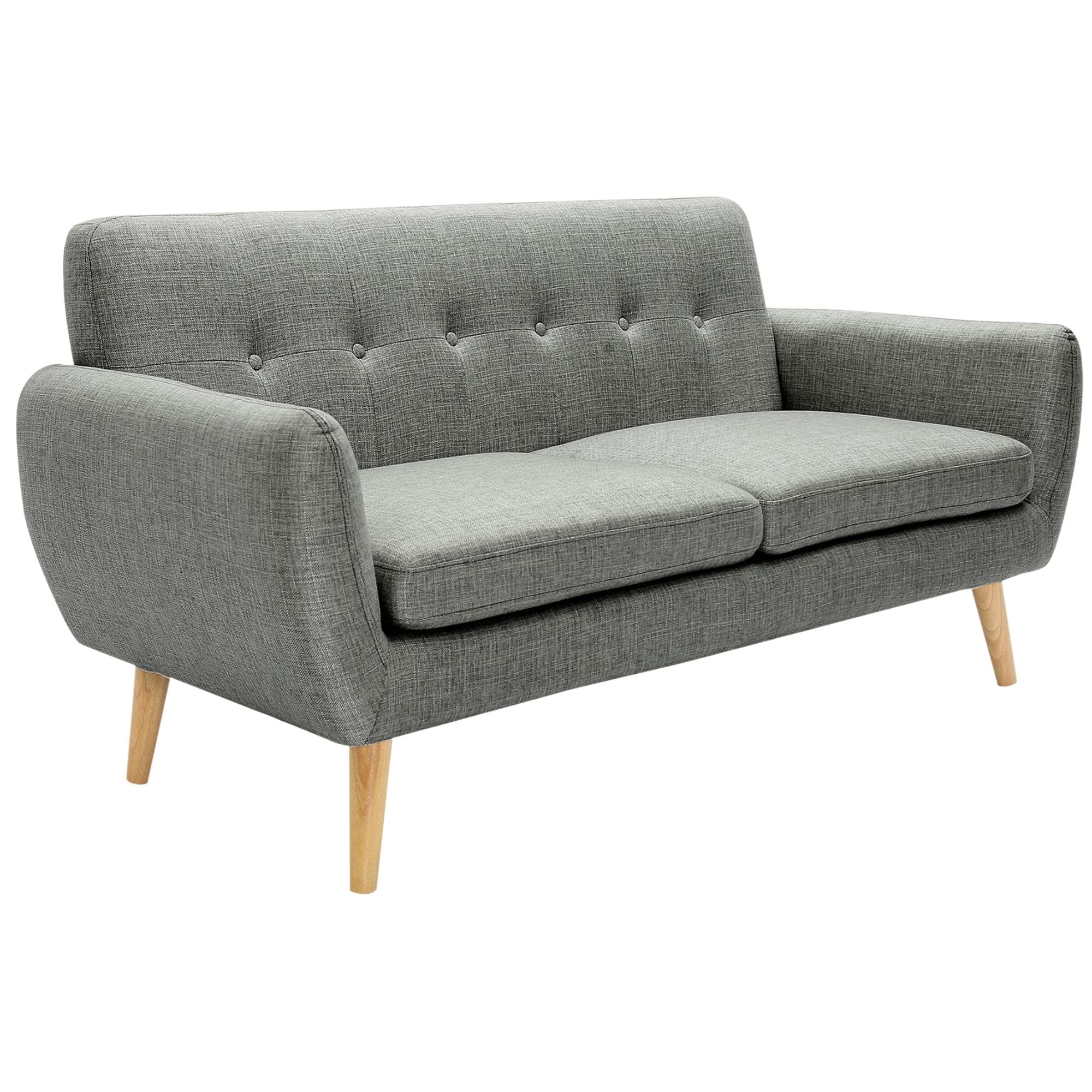 Dane 3 Seater Fabric Upholstered Sofa Lounge Couch - Mid Grey.