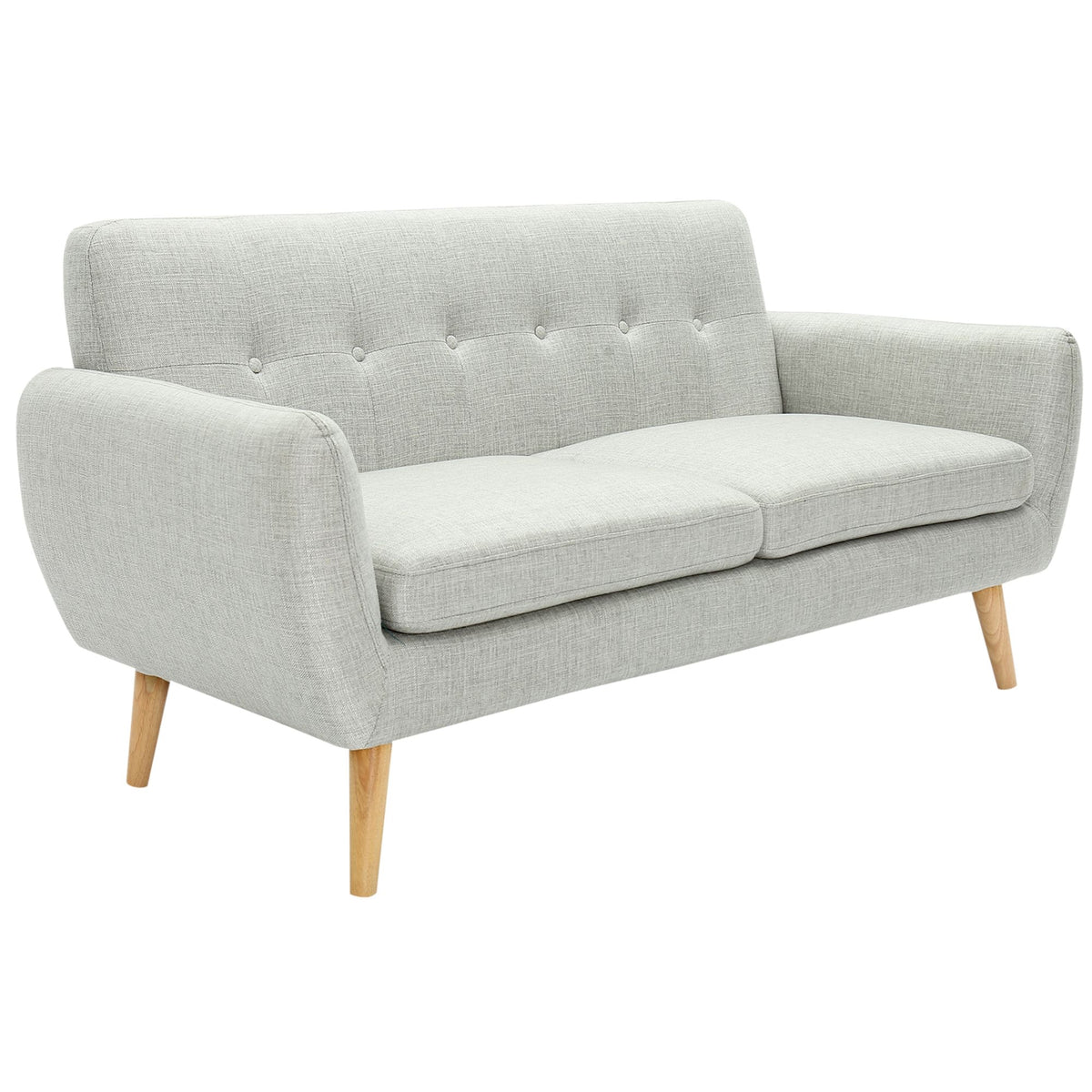 Dane 3 Seater Fabric Upholstered Sofa Lounge Couch - Light Grey.