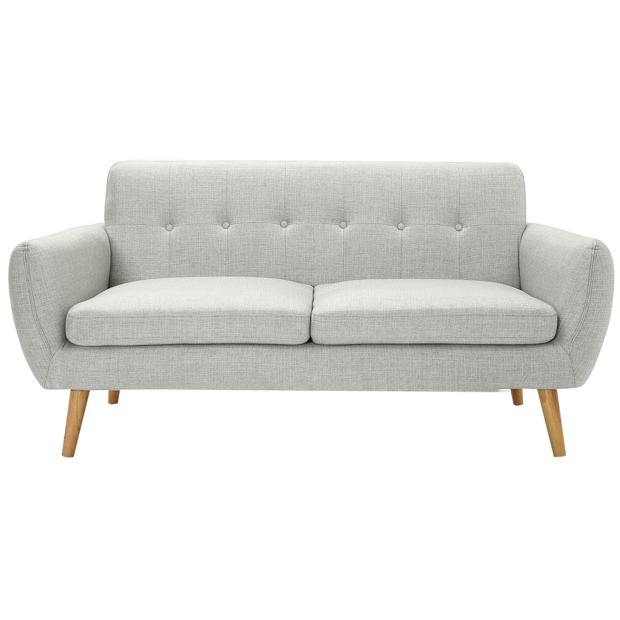 Dane 3 Seater Fabric Upholstered Sofa Lounge Couch - Light Grey.