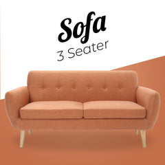 Dane 3 + 1 + 1 Seater Fabric Upholstered Sofa Armchair Lounge Couch - Orange.