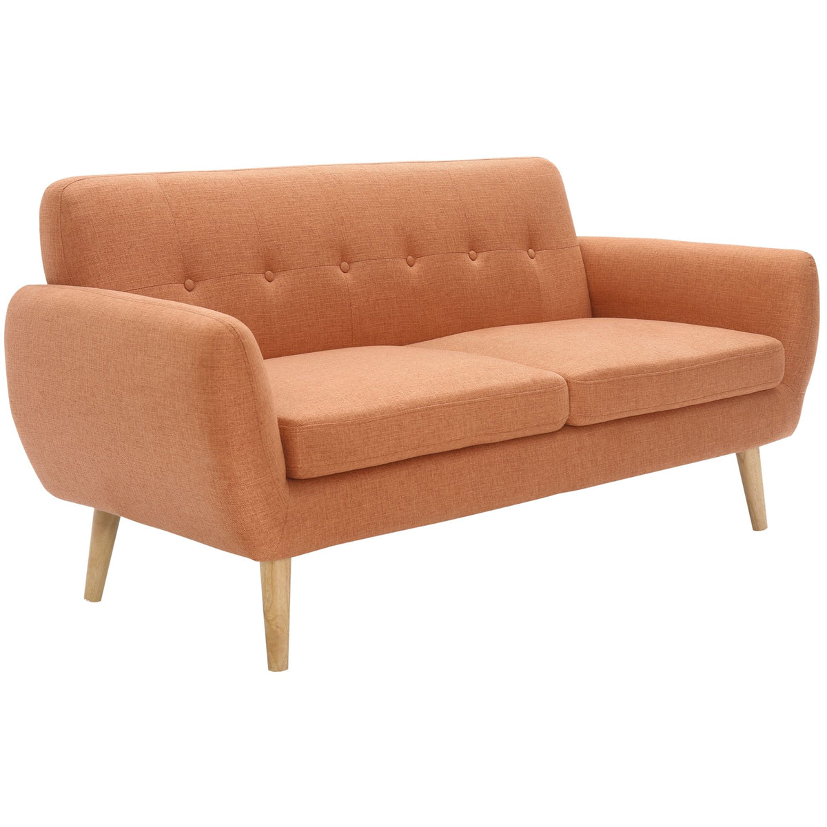 Dane 3 Seater Fabric Upholstered Sofa Lounge Couch - Orange.