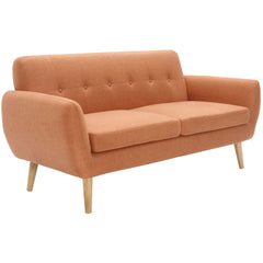 Dane 3 Seater Fabric Upholstered Sofa Lounge Couch - Orange.