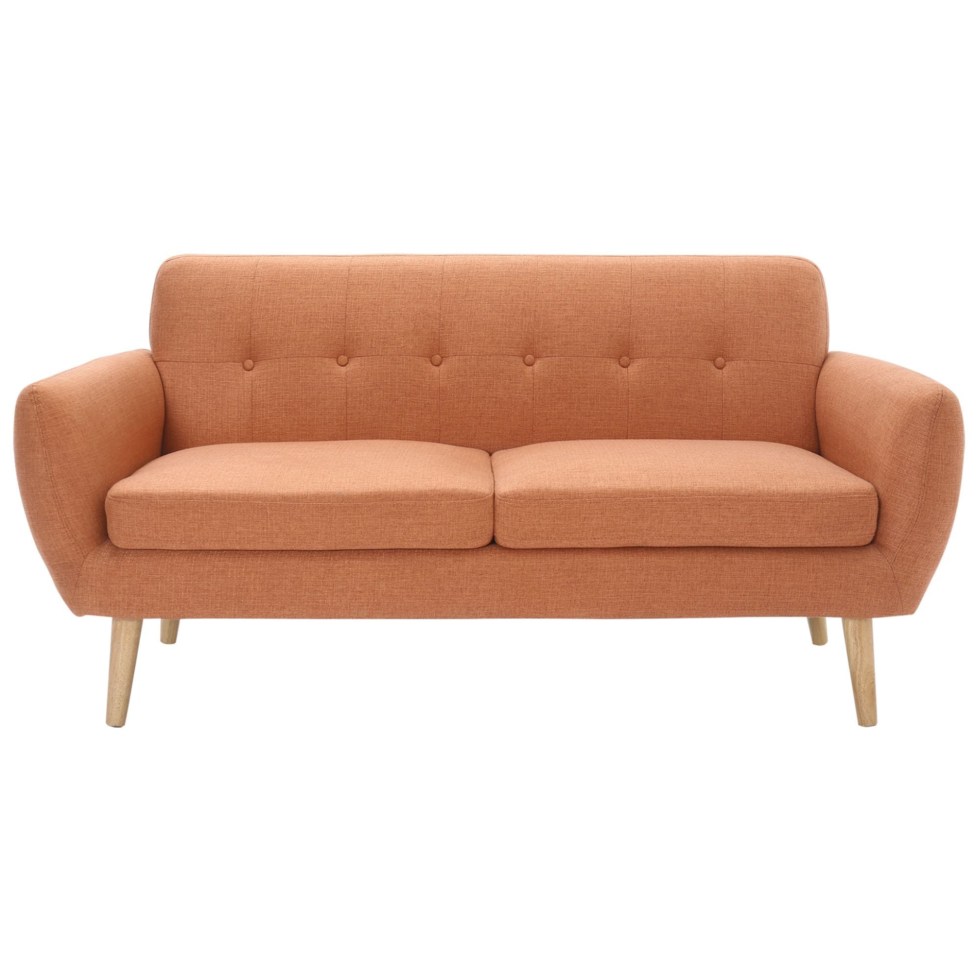 Dane 3 Seater Fabric Upholstered Sofa Lounge Couch - Orange.