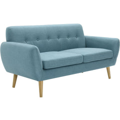 Dane 3 Seater Fabric Upholstered Sofa Lounge Couch - Blue.