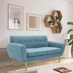 Dane 3 Seater Fabric Upholstered Sofa Lounge Couch - Blue.