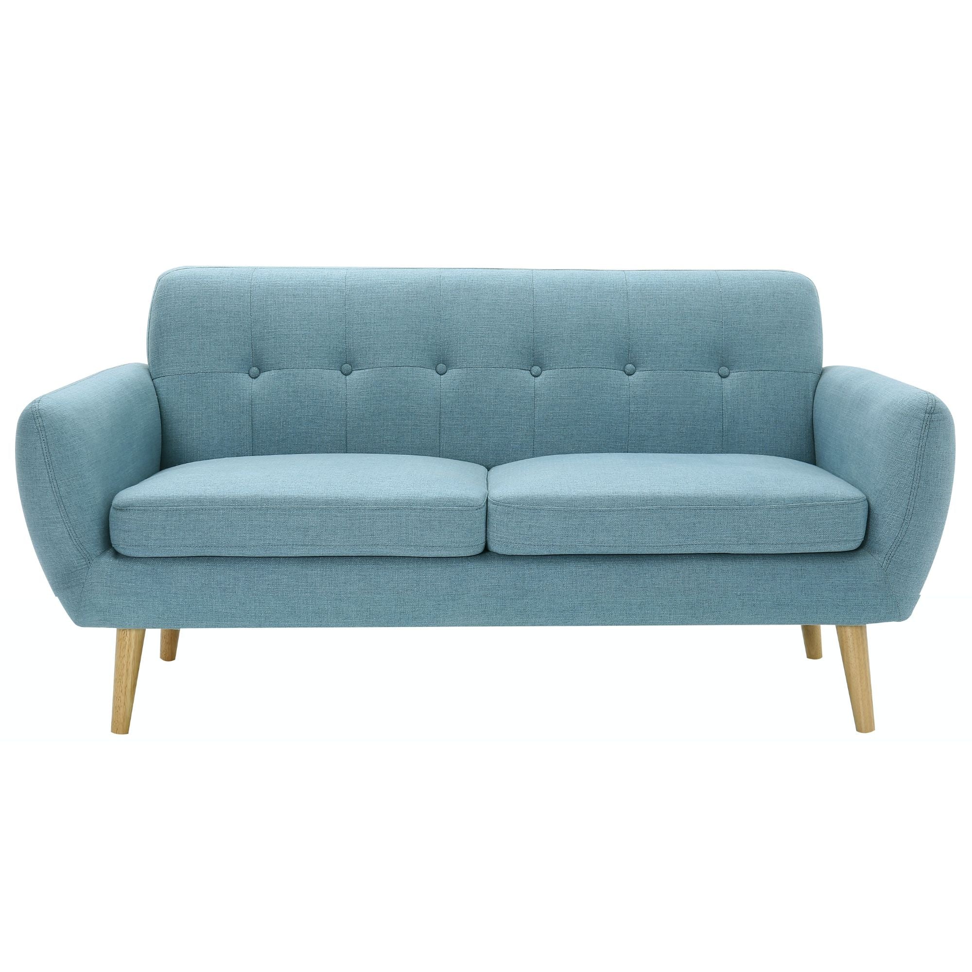 Dane 3 Seater Fabric Upholstered Sofa Lounge Couch - Blue.