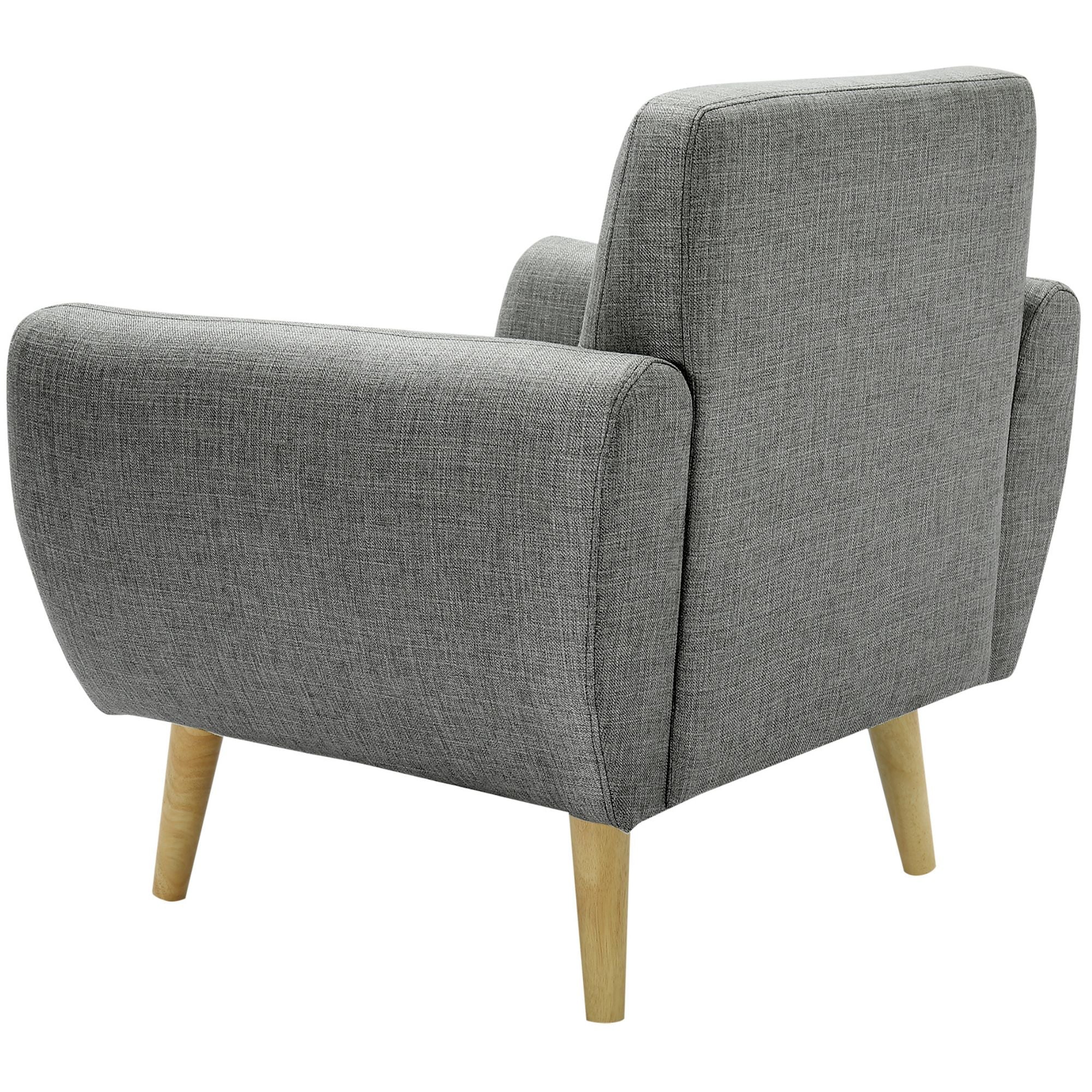 Dane Single Seater Fabric Upholstered Sofa Armchair Set of 2 - Mid Grey.