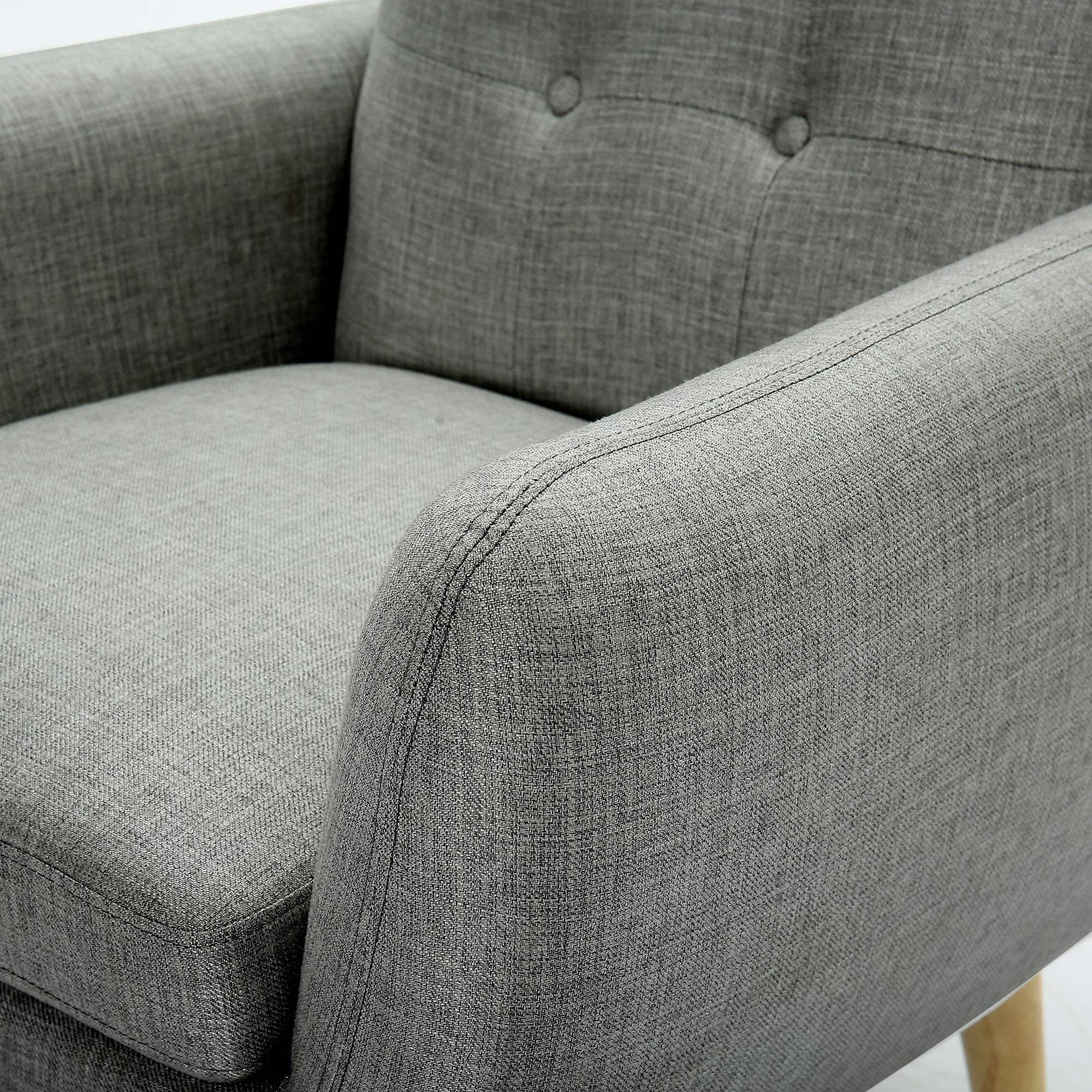 Dane Single Seater Fabric Upholstered Sofa Armchair Set of 2 - Mid Grey.