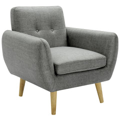 Dane Single Seater Fabric Upholstered Sofa Armchair Lounge Couch - Mid Grey.