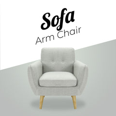 Dane Single Seater Fabric Upholstered Sofa Armchair Set of 2 - Light Grey.