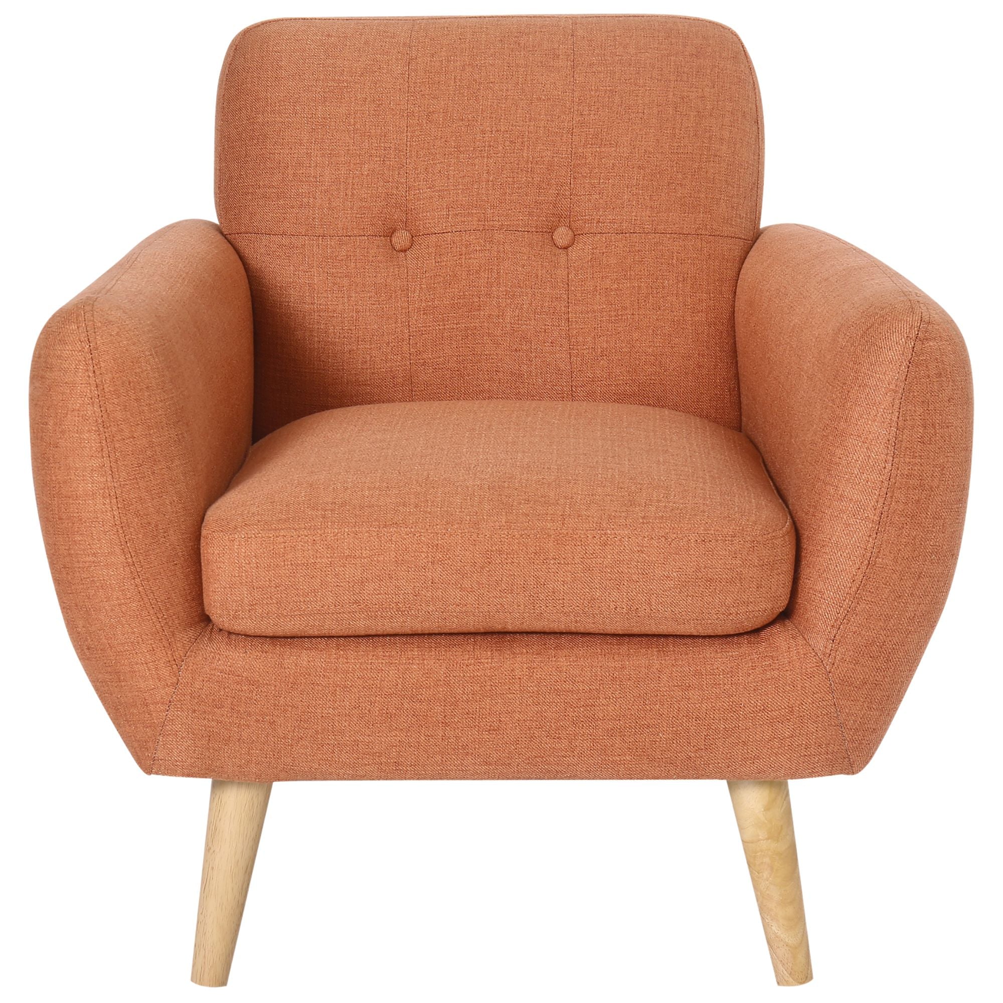 Dane Single Seater Fabric Upholstered Sofa Armchair Set of 2 - Orange.