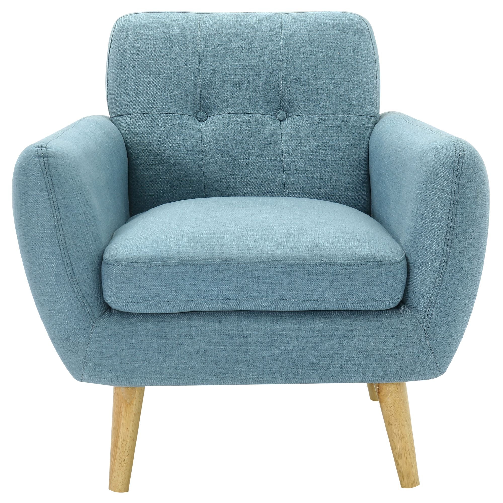 Dane Single Seater Fabric Upholstered Sofa Armchair Lounge Couch - Blue.