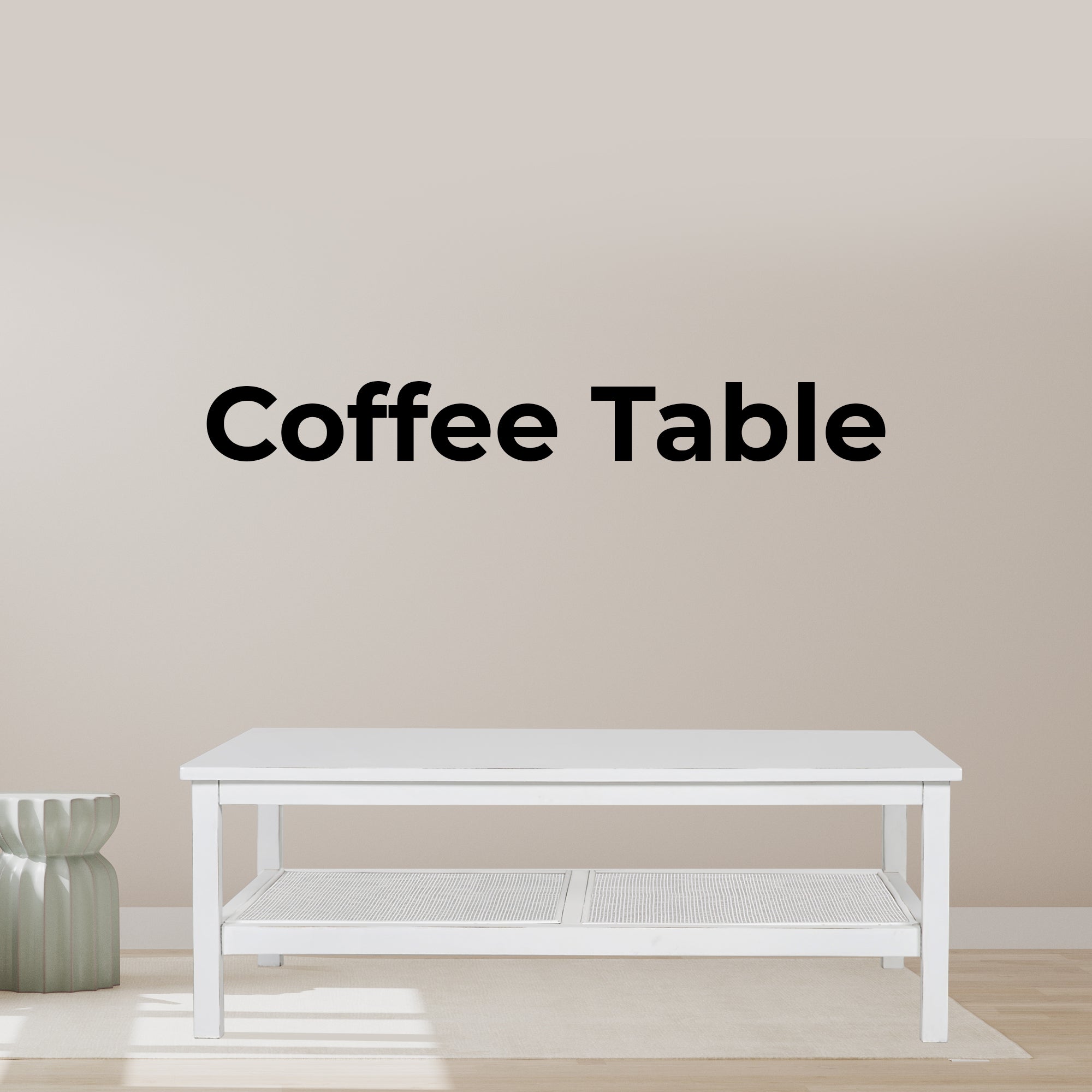 Jasmine Coffee Table 110cm Mindi Timber Wood Rattan Weave - White