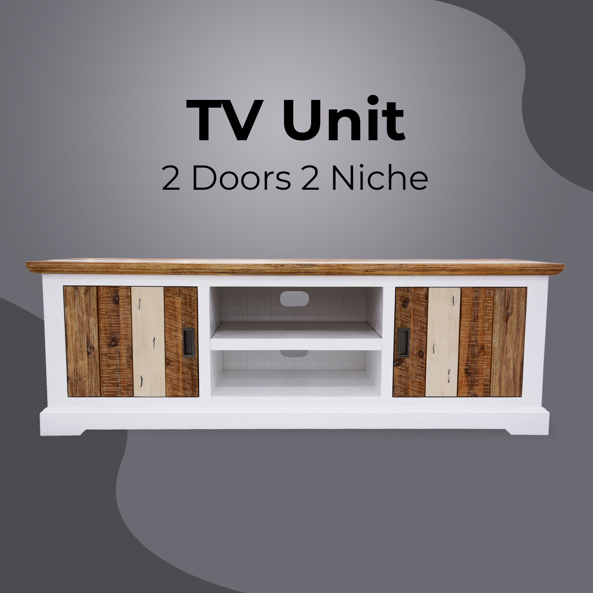 Orville ETU Entertainment TV Unit 180cm 2 Door Solid Acacia Timber - Multi Color