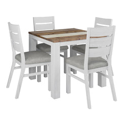 Orville 5pc Dining Set 90cm Table 4 Chair Solid Acacia Wood Timber - Multi Color