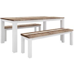 Orville 3pc Dining Set 2m Table 2 x 1.7m Bench Solid Acacia Timber - Multi Color