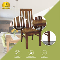 Birdsville Dining Chair Set of 2 Solid Mt Ash Wood Dining Furniture - Brown