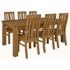 Birdsville 7pc Dining Set 190cm Table 6 Chair Solid Mt Ash Wood Timber - Brown
